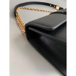 Dior 30 Montaigne East-West Bag with Chain in Black Calfskin 489