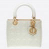 Dior Medium Lady Dior Bag In White Patent Leather 166