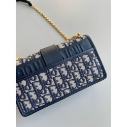 Dior 30 Montaigne East-West Bag with Chain in Blue Oblique Jacquard 527