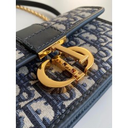 Dior 30 Montaigne East-West Bag with Chain in Blue Oblique Jacquard 527