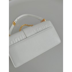 Dior 30 Montaigne East-West Bag with Chain in White Calfskin 548