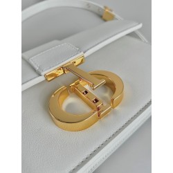 Dior 30 Montaigne East-West Bag with Chain in White Calfskin 548