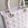 Dior Medium Lady Dior Bag In White Patent Leather 166