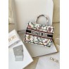 Dior Medium Book Tote Bag In White Dior Petites Fleurs Embroidery 656