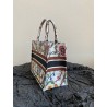 Dior Medium Book Tote Bag In White Dior Petites Fleurs Embroidery 656