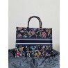 Dior Large Book Tote Bag In Black Dior Petites Fleurs Embroidery 763