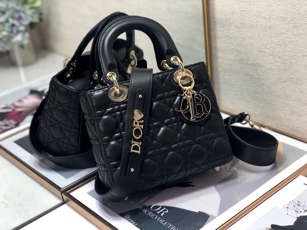 Dior Small Lady Dior My ABCDior Bag In Black Cannage Lambskin 856