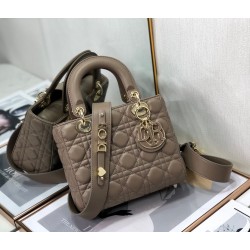 Dior Small Lady Dior My ABCDior Bag In Warm Taupe Cannage Lambskin 567