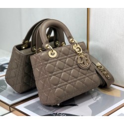 Dior Small Lady Dior My ABCDior Bag In Warm Taupe Cannage Lambskin 567