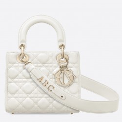 Dior Small Lady Dior My ABCDior Bag In White Lambskin 647