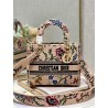 Dior Lady D-Lite Medium Bag In Beige Raffia Embroidered with Dior Petites Fleurs 685