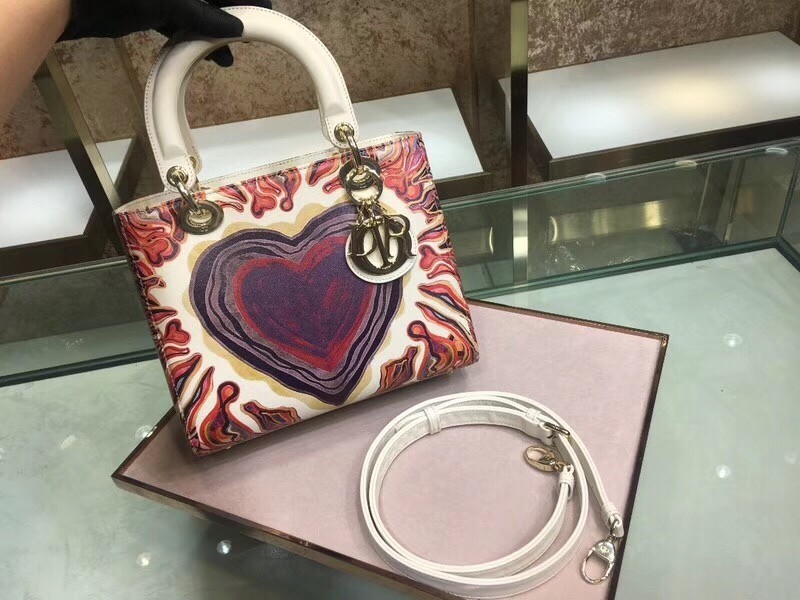 Dior Medium Lady Dior Bag Printed With Heart 976