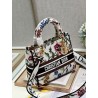 Dior Lady D-Lite Medium Bag In White Dior Petites Fleurs Embroidery 703