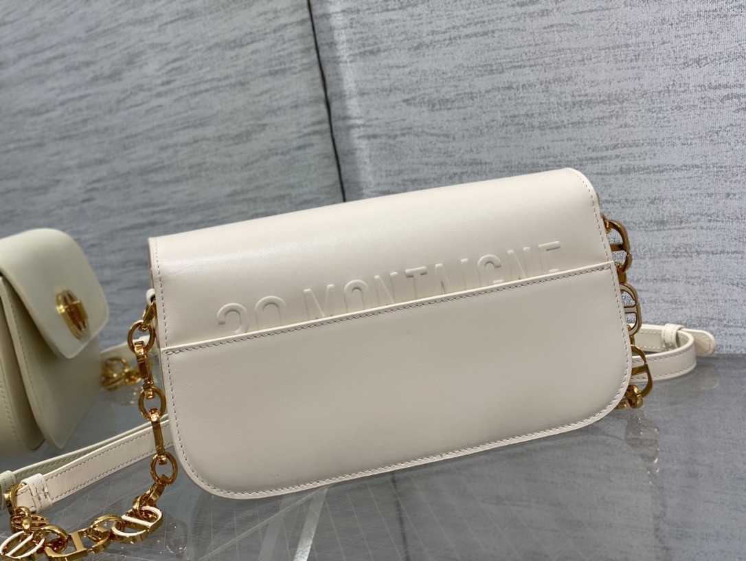 Dior 30 Montaigne Avenue Bag In White Box Calfskin 130