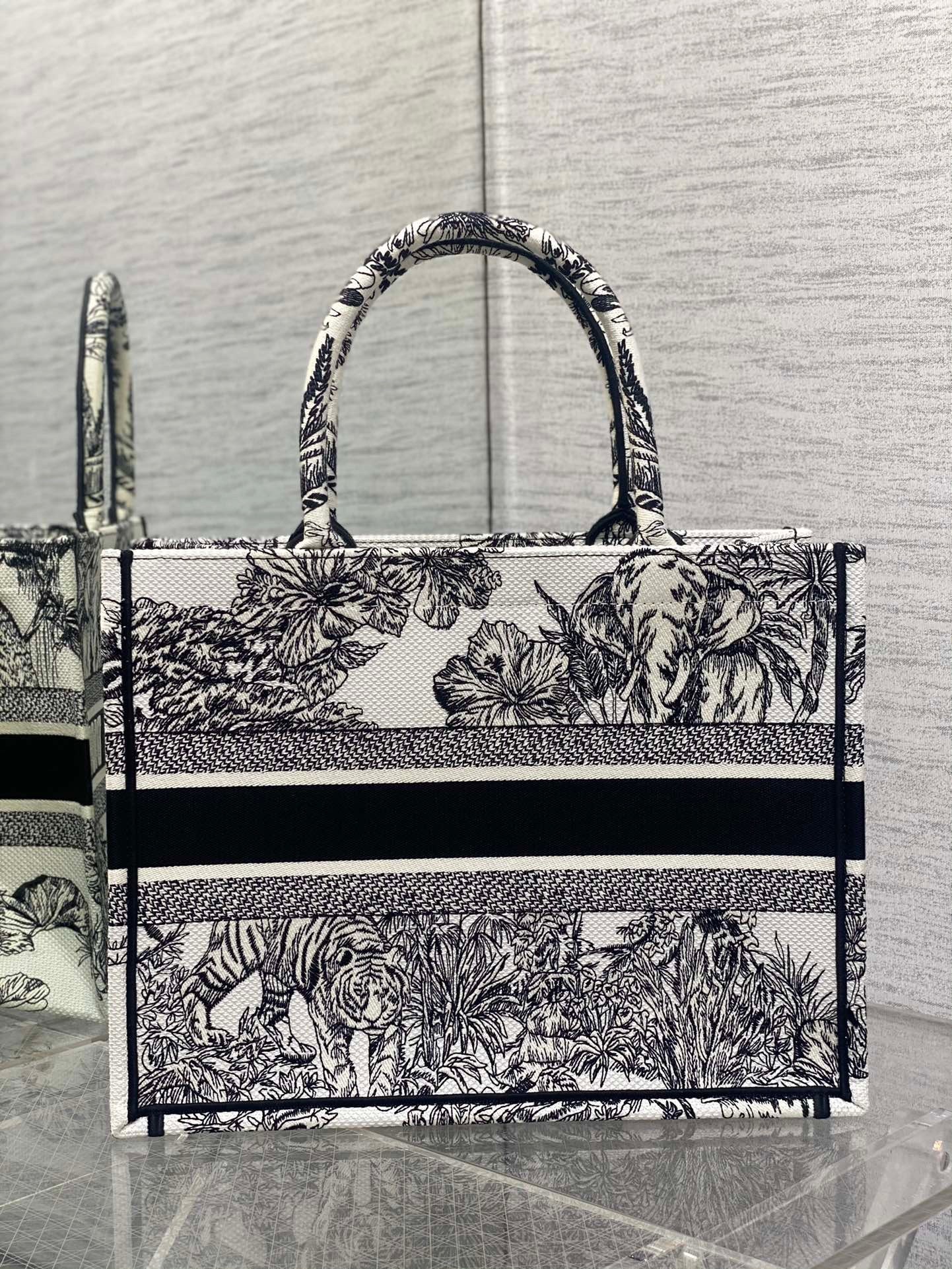 Dior Medium Book Tote Bag In White Toile de Jouy Voyage Embroidery 196