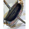 Dior Saddle Bag In Green Multicolor Dior Petites Fleurs Embroidery 095