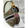 Dior Saddle Bag In Green Multicolor Dior Petites Fleurs Embroidery 095