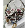 Dior Saddle Bag In White Multicolor Dior Petites Fleurs Embroidery 141