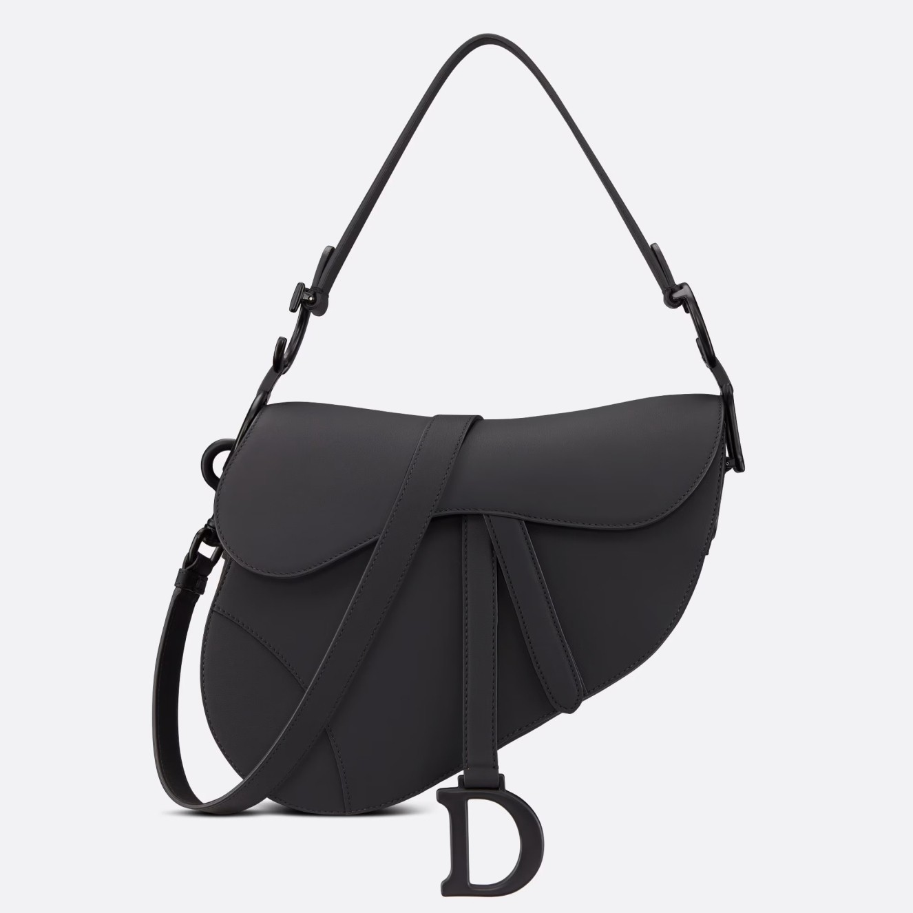 Dior Saddle Bag with Strap in Black Ultramatte Calfskin 170