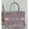 Dior Medium Book Tote Bag in Grey and Pink Toile de Jouy Reverse Embroidery 204