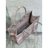 Dior Medium Book Tote Bag in Grey and Pink Toile de Jouy Reverse Embroidery 204