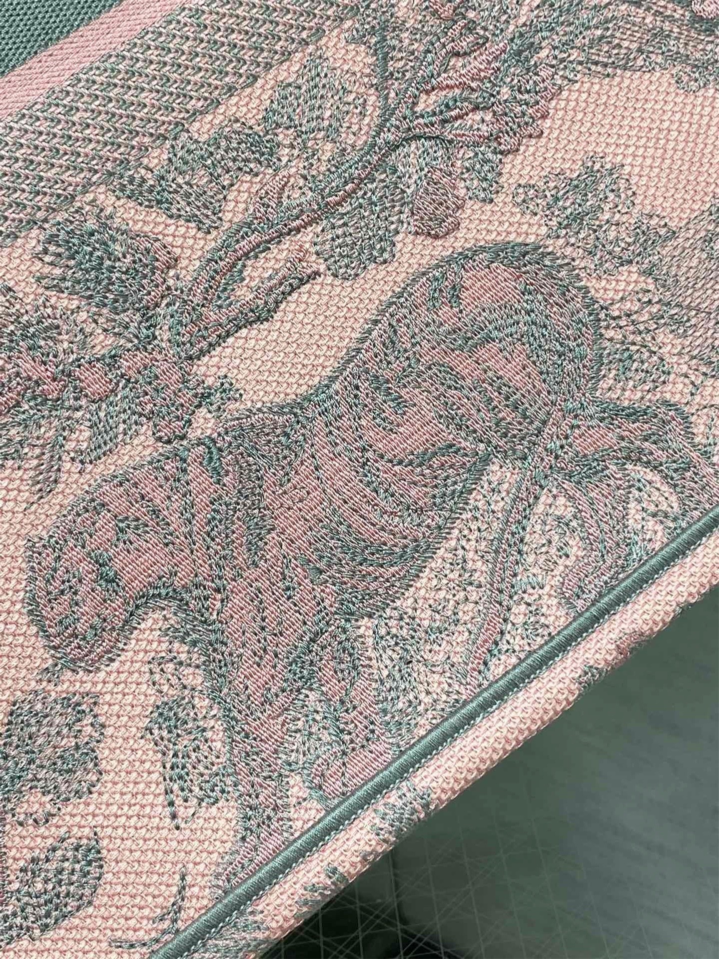 Dior Large Book Tote Bag in Pink and Gray Toile de Jouy Sauvage Embroidery 239