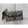 Dior Bobby East-West Chain Pouch in Blue Oblique Jacquard 280