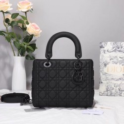 Dior Medium Lady Dior Ultra-Matte So Black Bag 107