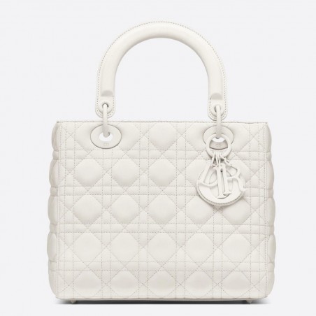 Dior Medium Lady Dior Bag In White Ultra Matte Calfskin 792