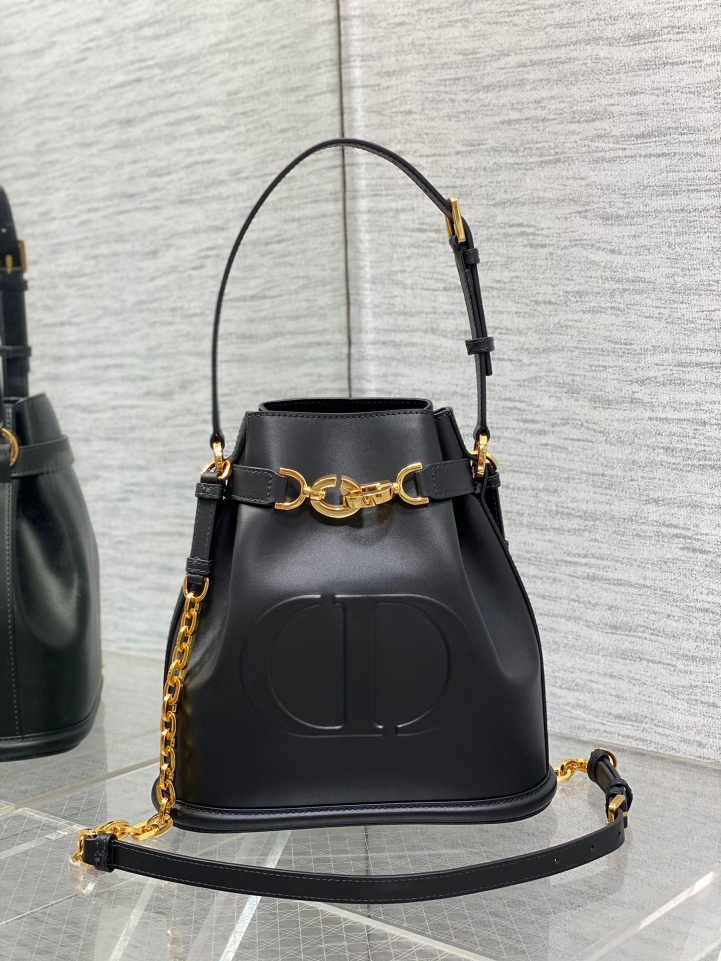 Dior C'est Medium Bag in Black Saddle Calfskin 344