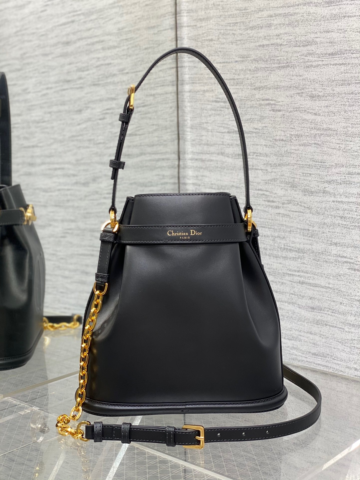 Dior C'est Medium Bag in Black Saddle Calfskin 344