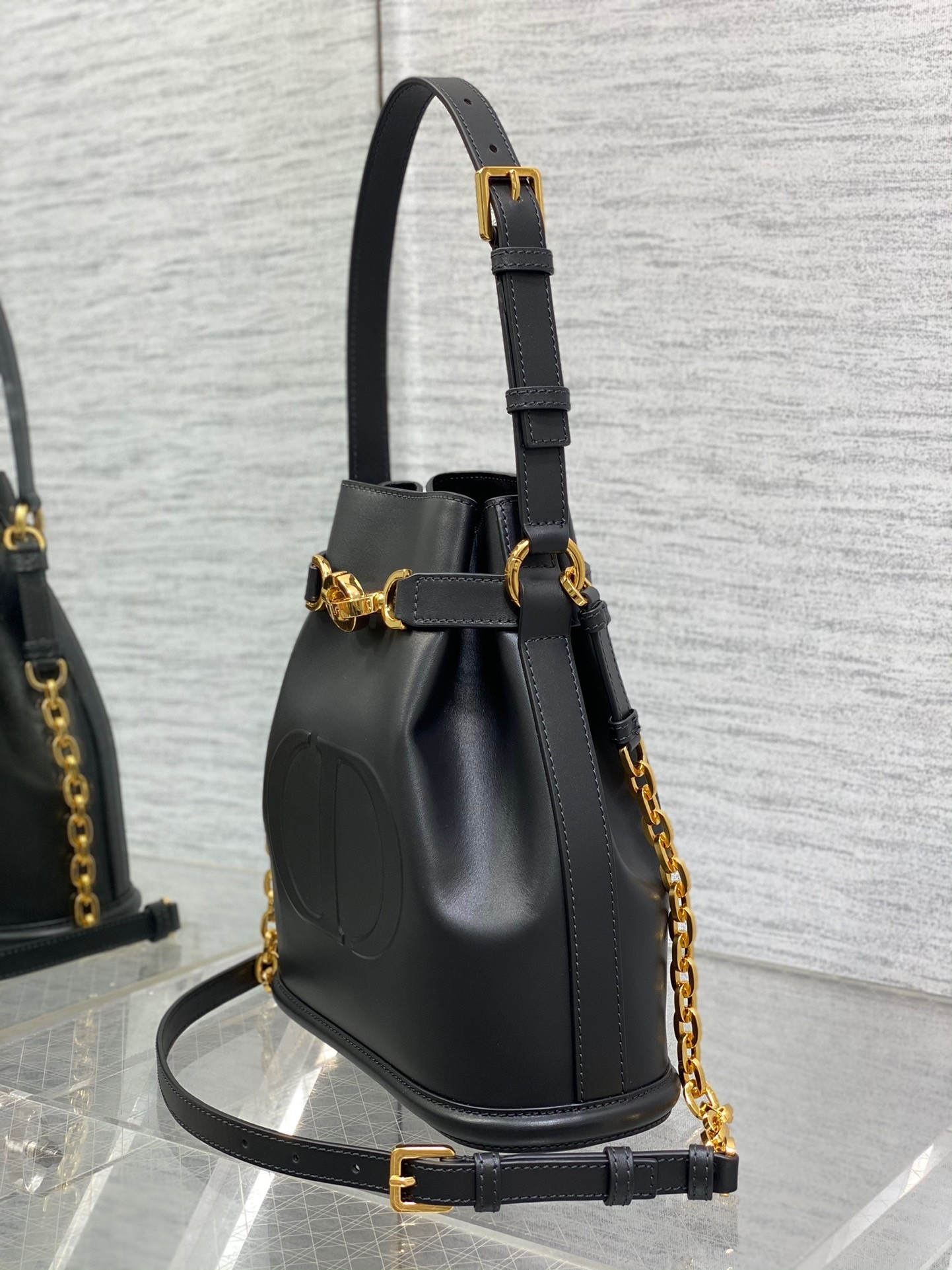 Dior C'est Medium Bag in Black Saddle Calfskin 344