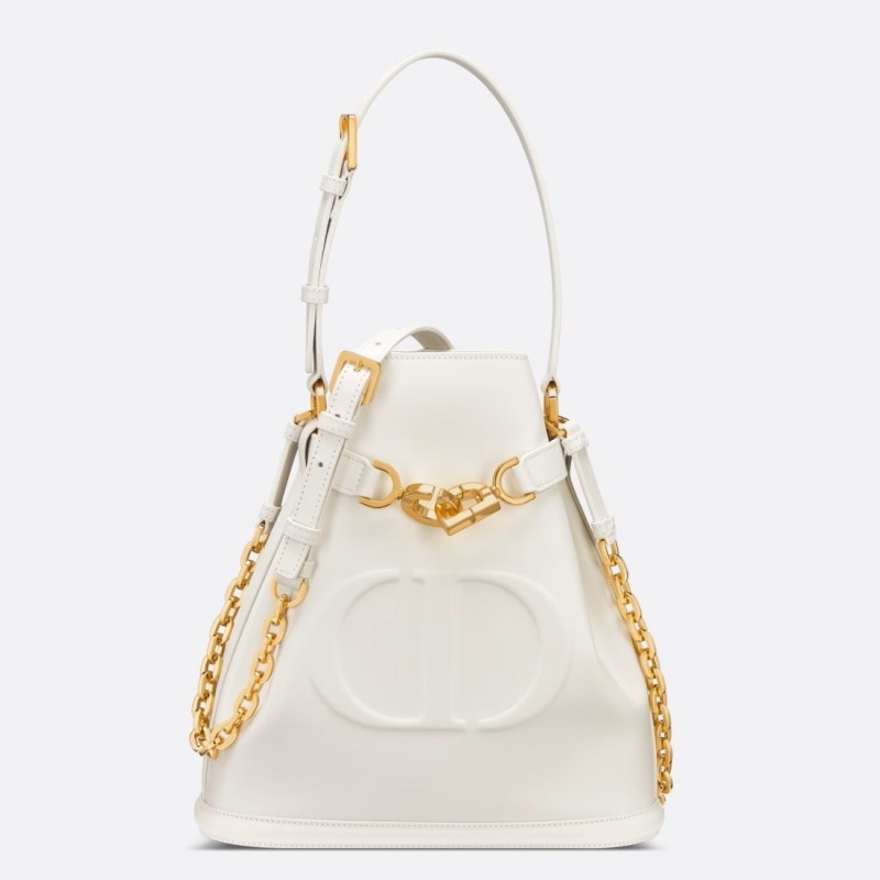 Dior C'est Medium Bag in White Saddle Calfskin 372