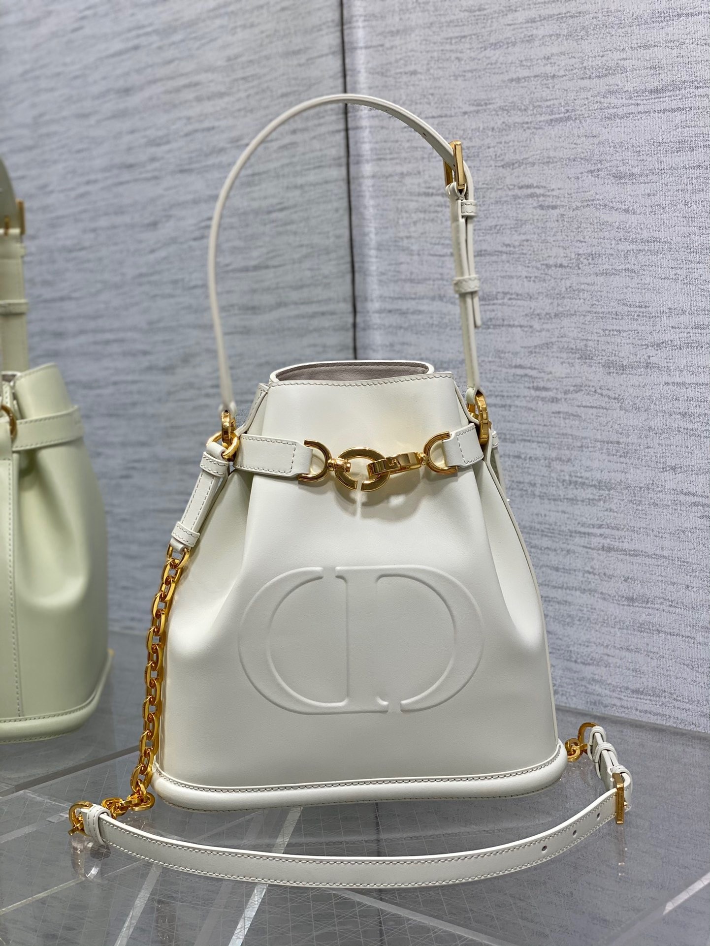 Dior C'est Medium Bag in White Saddle Calfskin 372