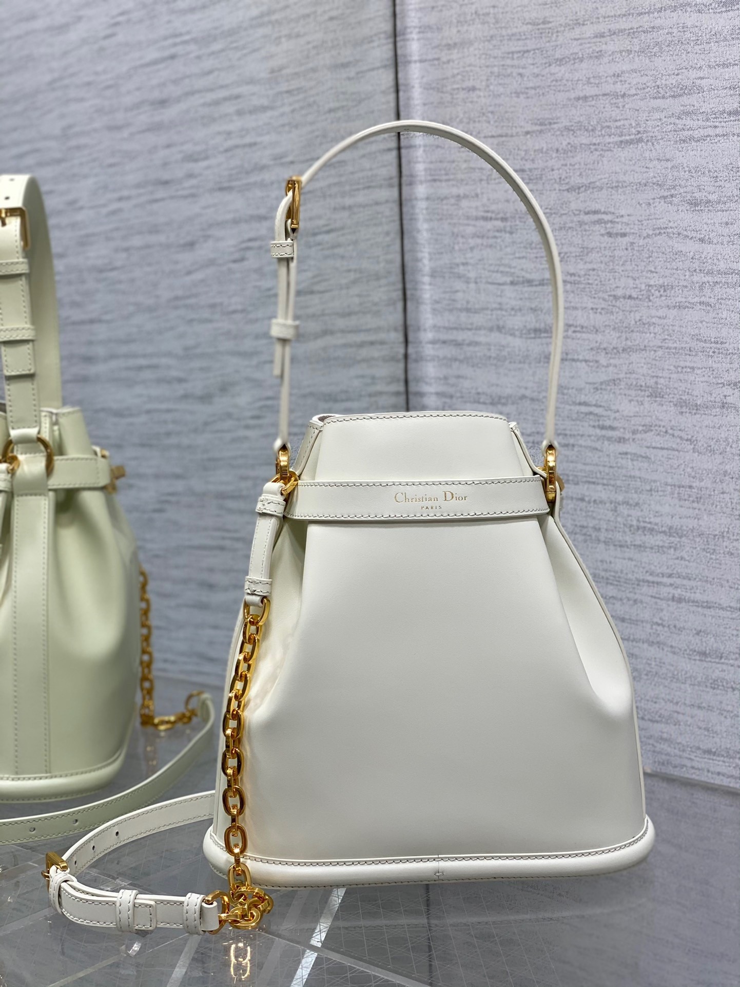 Dior C'est Medium Bag in White Saddle Calfskin 372