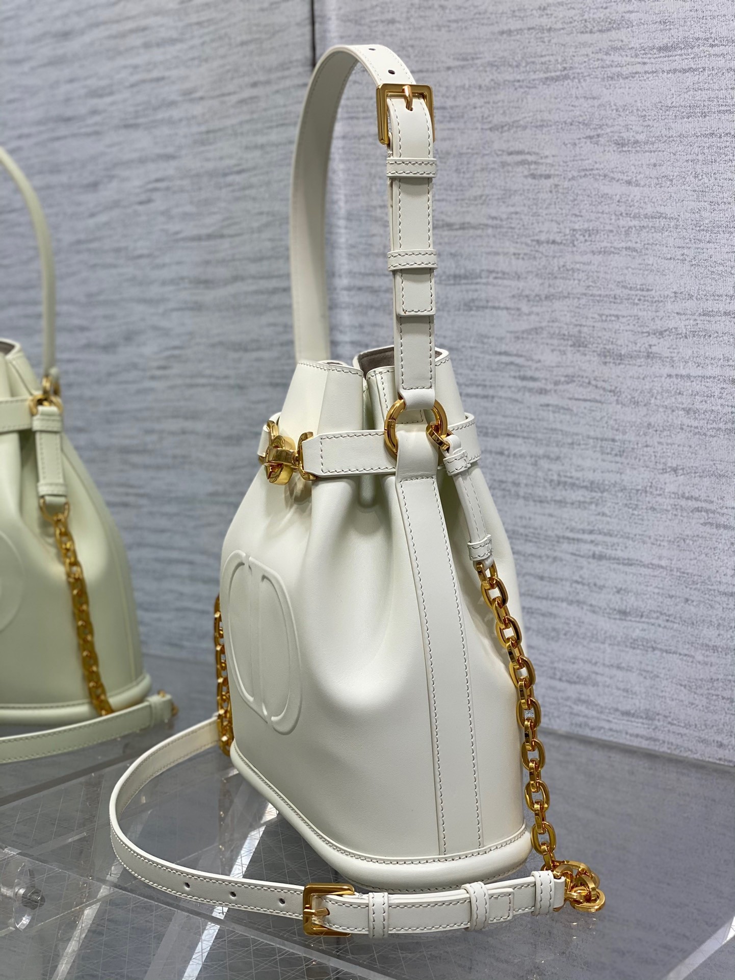 Dior C'est Medium Bag in White Saddle Calfskin 372