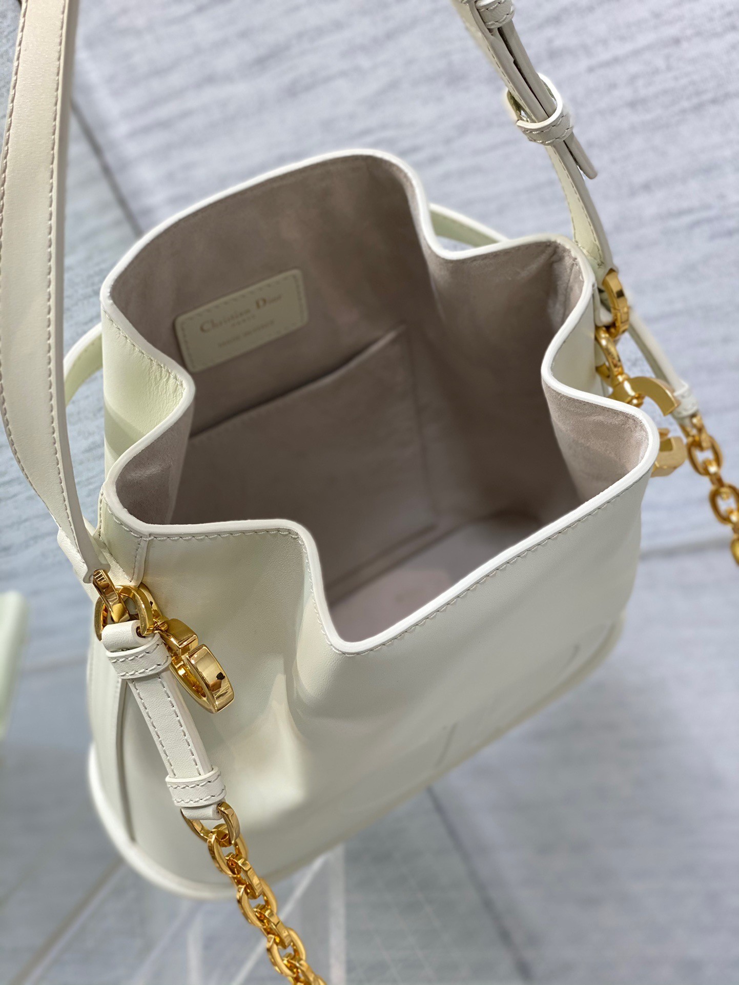 Dior C'est Medium Bag in White Saddle Calfskin 372