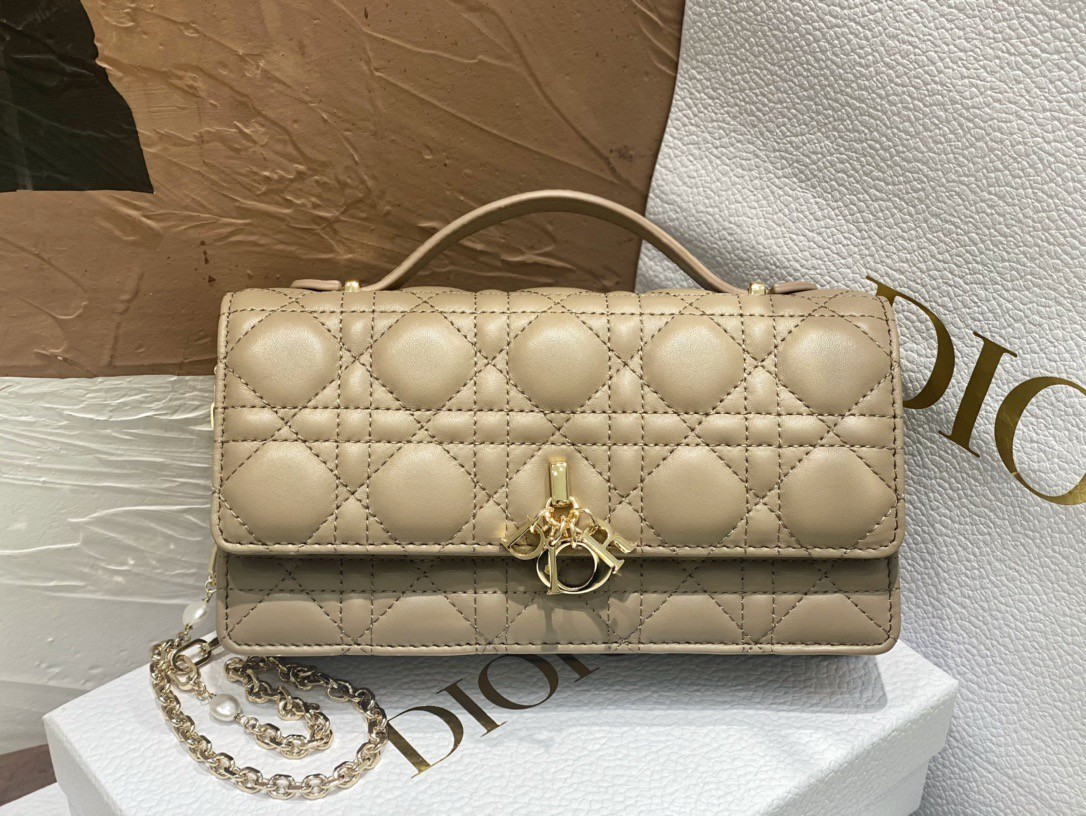 Dior Miss Dior Mini Bag In Beige Cannage Lambskin 442