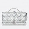 Dior Miss Dior Mini Bag In Iridescent Metallic Silver Lambskin 474