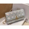 Dior Miss Dior Mini Bag In Iridescent Metallic Silver Lambskin 474