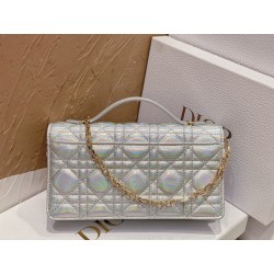 Dior Miss Dior Mini Bag In Iridescent Metallic Silver Lambskin 474