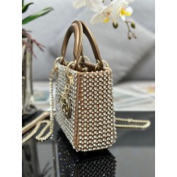 Dior Lady Dior Mini Chain Bag in Square with Strass and Beads 500