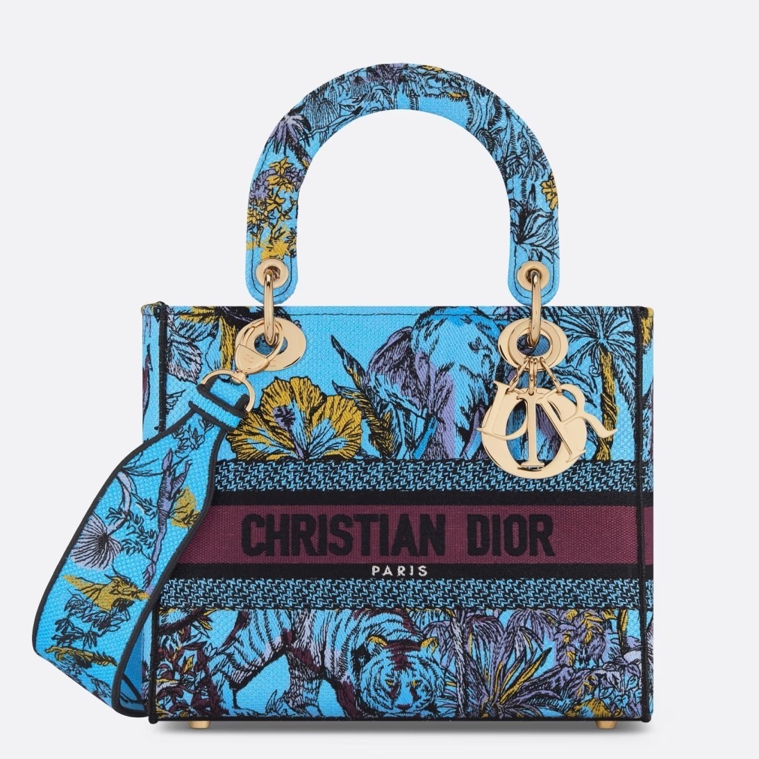 Dior Lady D-Lite Medium Bag In Multicolor Toile de Jouy Voyage Embroidery 544