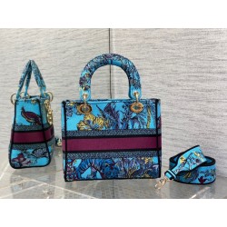 Dior Lady D-Lite Medium Bag In Multicolor Toile de Jouy Voyage Embroidery 544