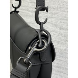 Dior Mini Saddle Bag with Strap in Black Ultramatte Calfskin 552