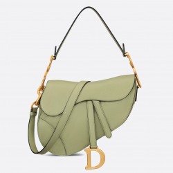 Dior Saddle Bag with Strap in Ethereal Green Grained Calfskin 591