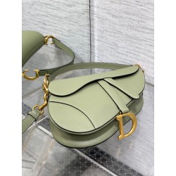 Dior Saddle Bag with Strap in Ethereal Green Grained Calfskin 591