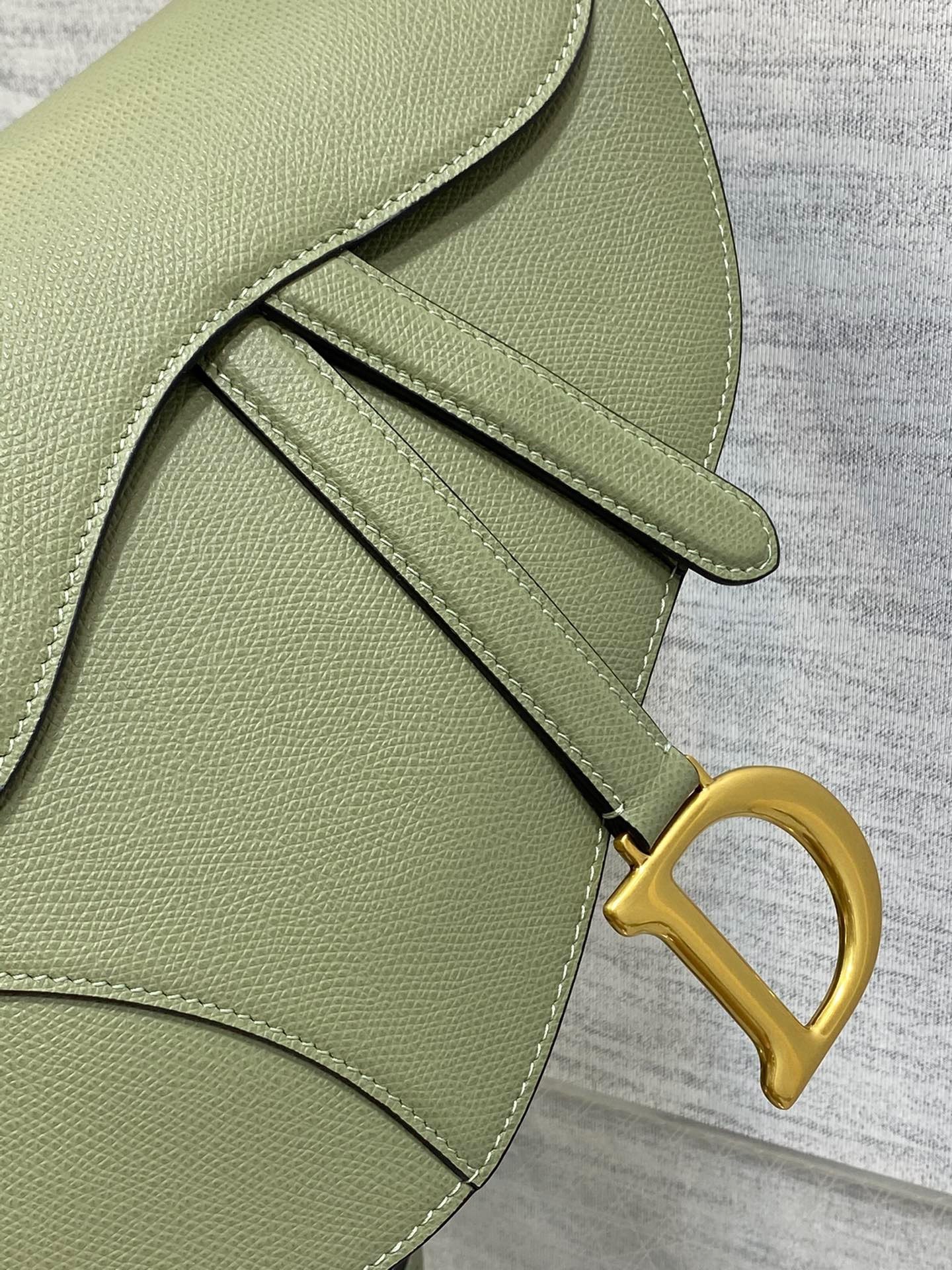 Dior Saddle Bag with Strap in Ethereal Green Grained Calfskin 591