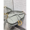 Dior Saddle Bag with Strap in Grey Stone Grained Calfskin 622