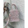 Dior Mini Dioriviera Book Tote Phone Bag In Pink Toile de Jouy Reverse Embroidery 691